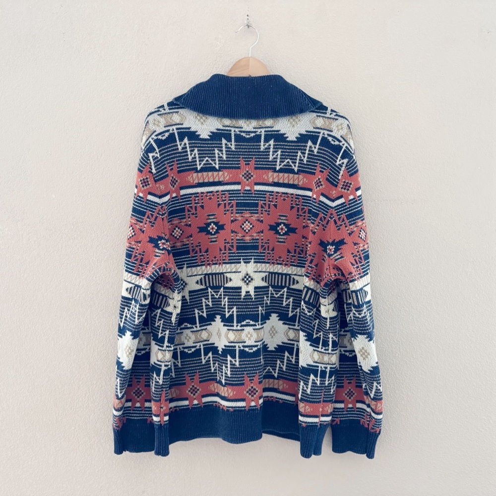 Lucky Brand Southwestern Shawl Cardigan Sweater Mens XXL 100% Cotton Western - Picture 6 of 13